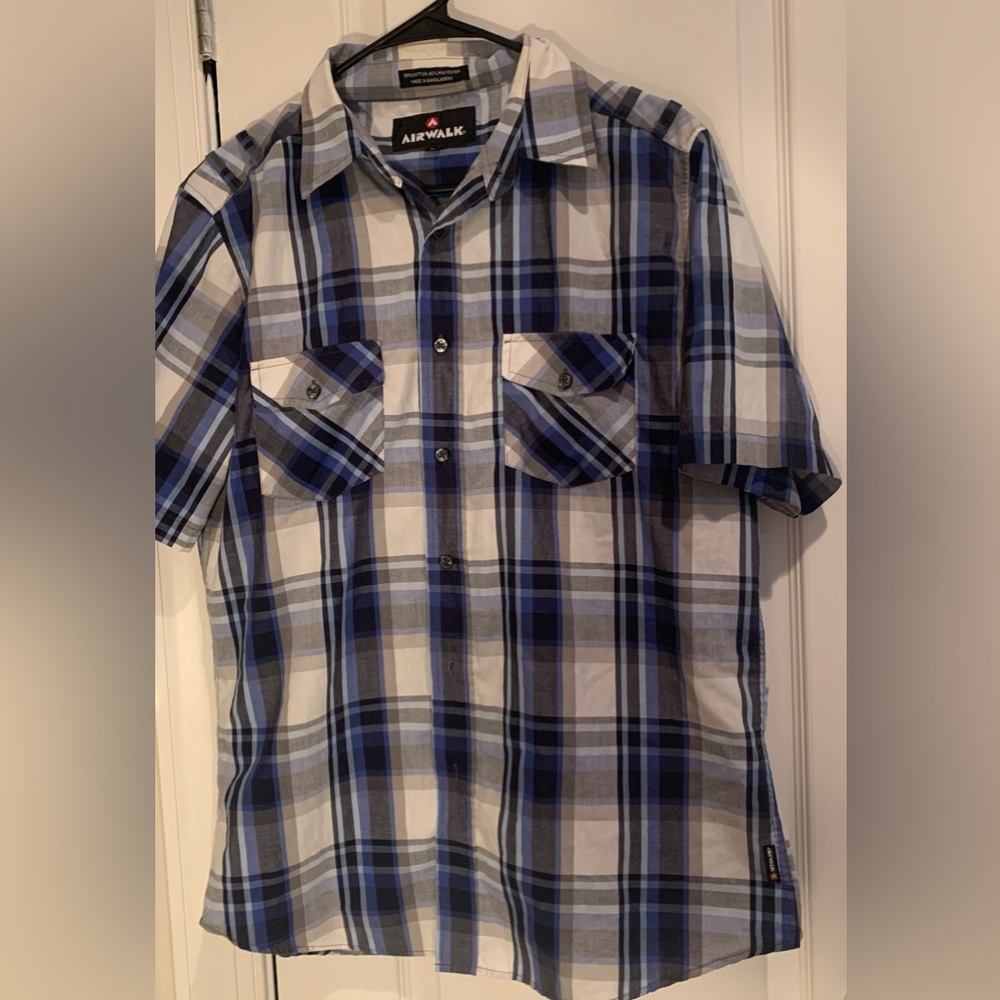 Men’s plaid shirt button down Air wall size large